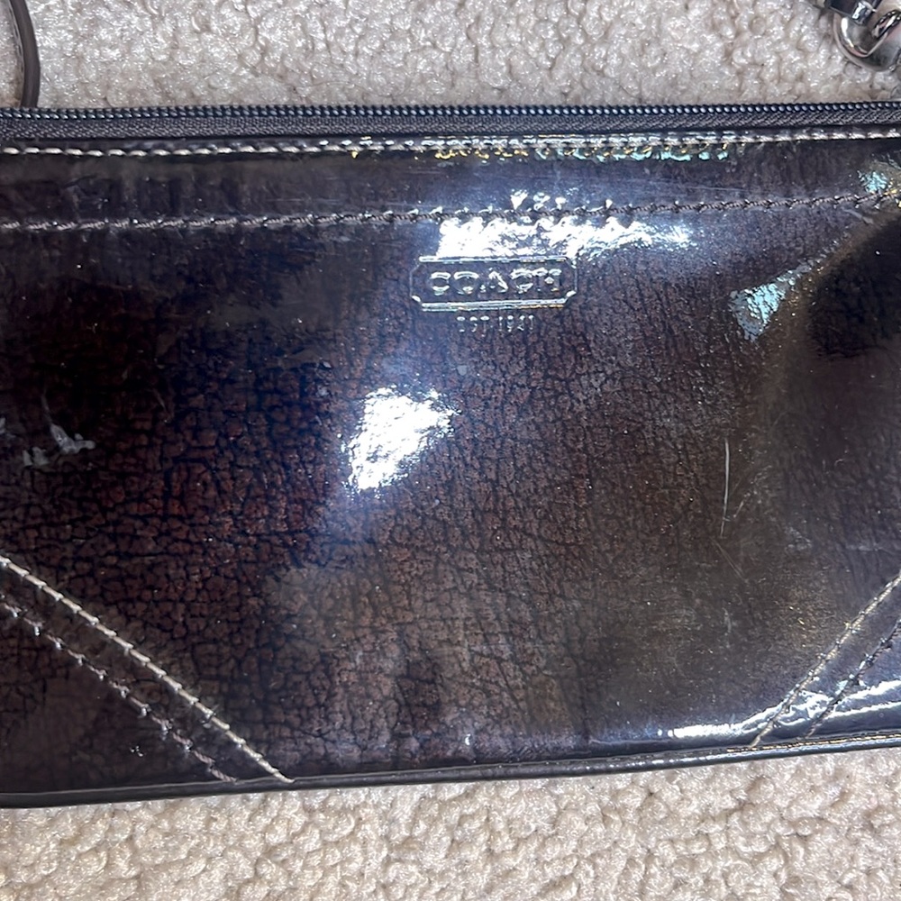 Used coach leather brown crossbody bag with wristlet wallet chocolate brown - Picture 5 of 10